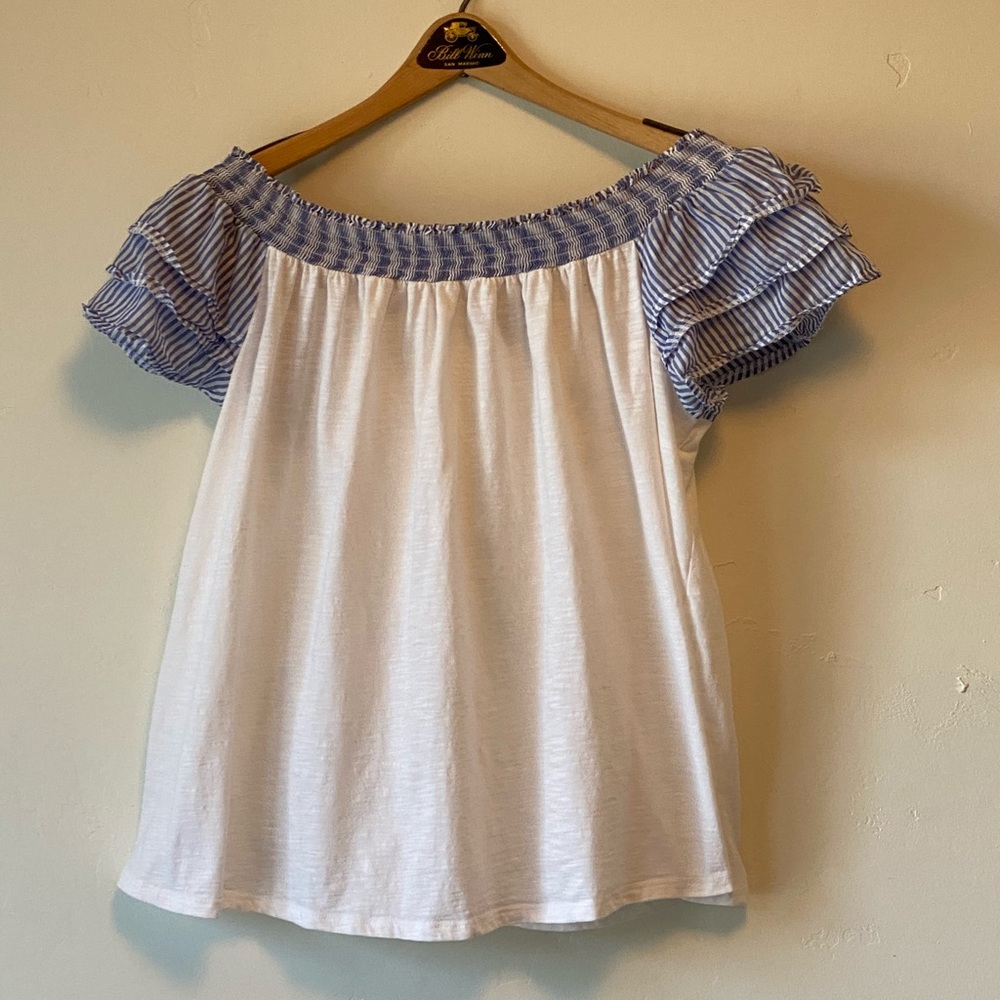 Lane Bryant Soft Cotton w/ ruffle sleeves shirt